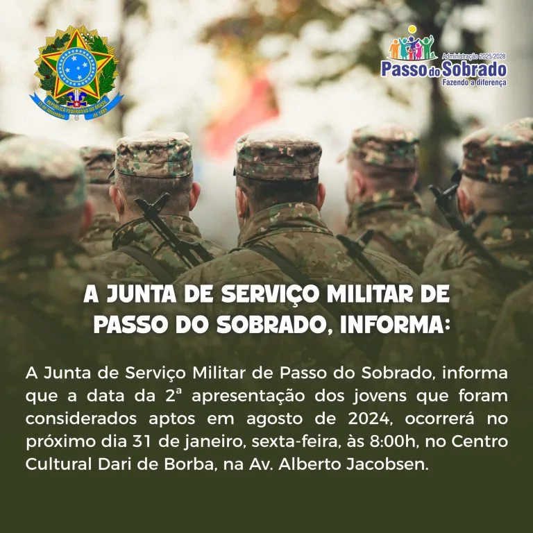 Passo do Sobrado
Junta Militar convoca Jovens para Segunda Apresentação