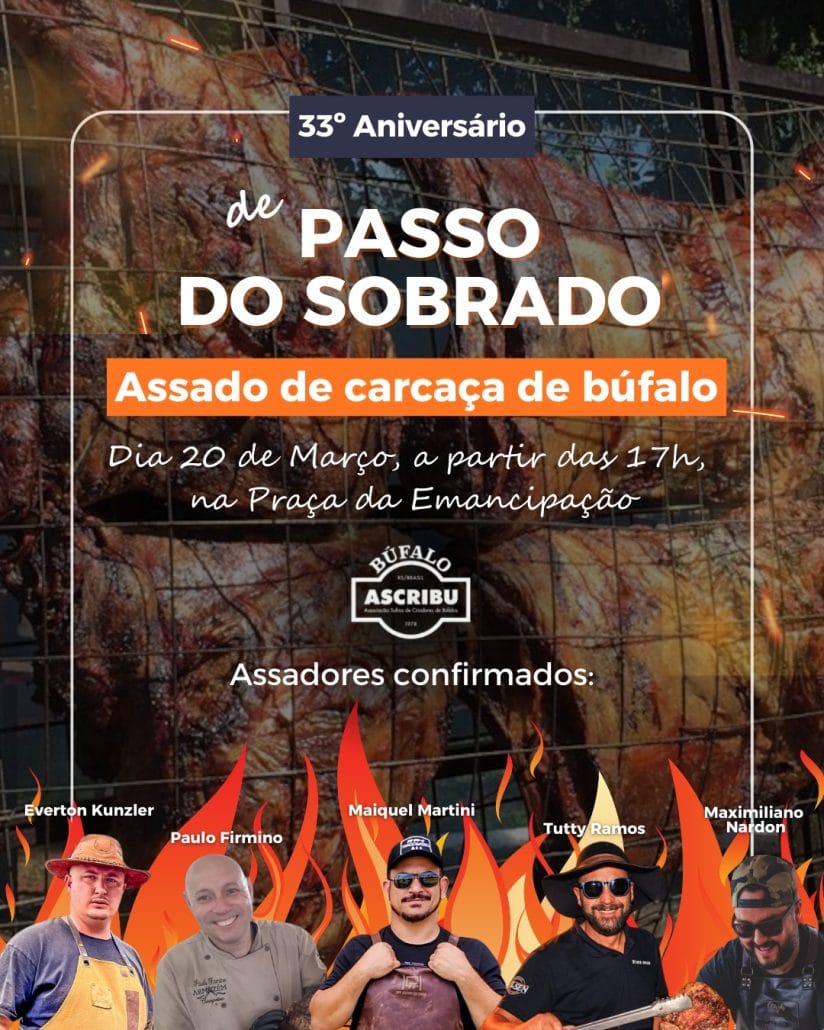 Churrasco de búfalo marca os 33 anos de Passo do Sobrado! 1 Churrasco de búfalo marca os 33 anos de Passo do Sobrado!