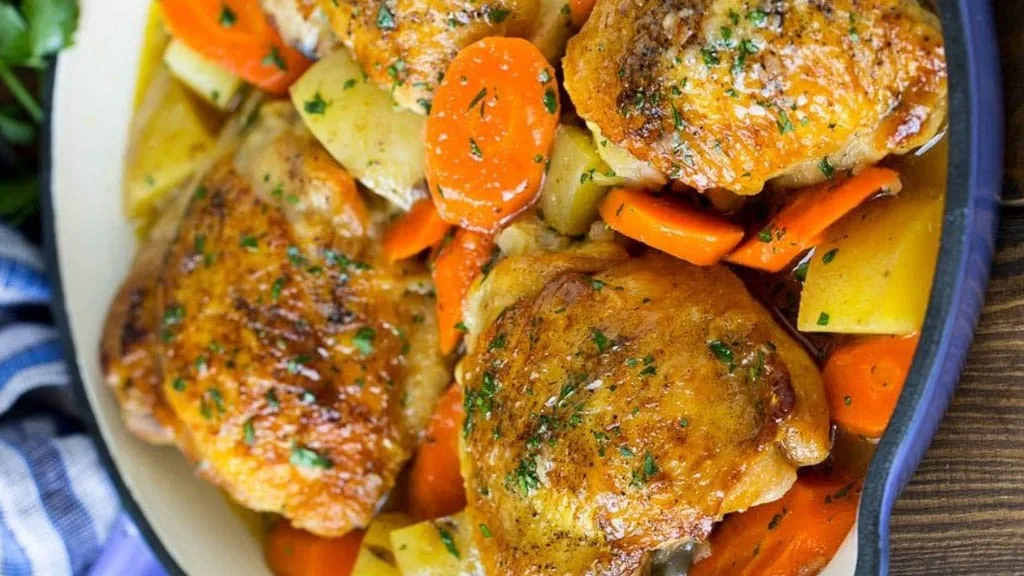 Frango assado com legumes