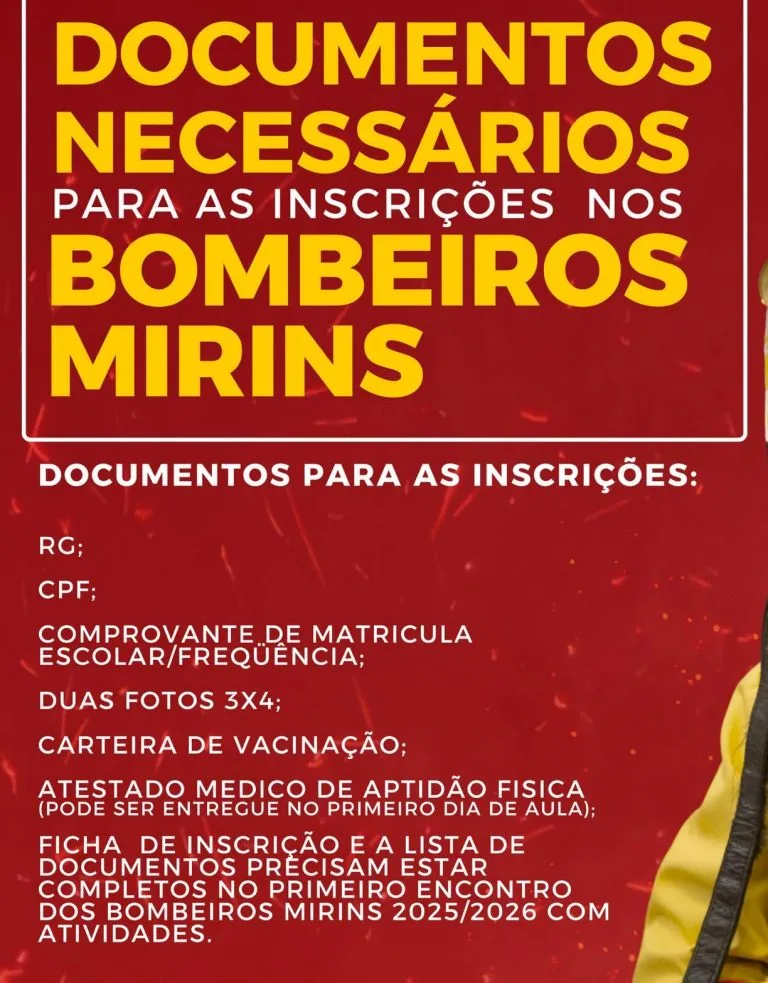 Abertas Inscrições para Bombeiros Mirins 2025/2026 em Vale Verde