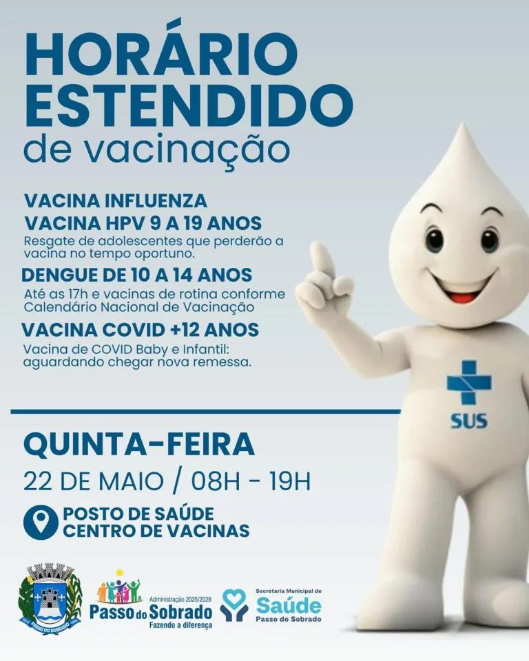 Vacinação terá horário estendido nesta quinta -feira