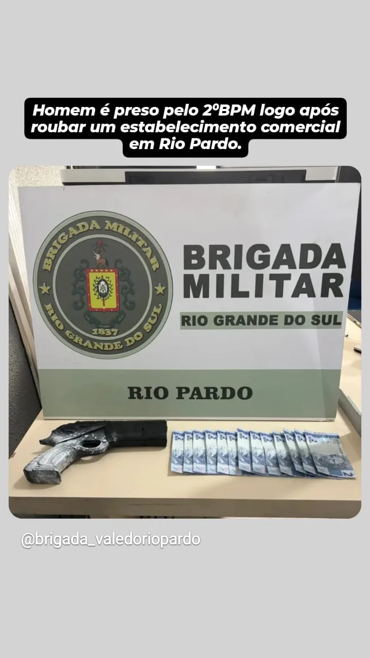 Homem é preso logo após roubar em estabelecimento comercial em Rio Pardo.