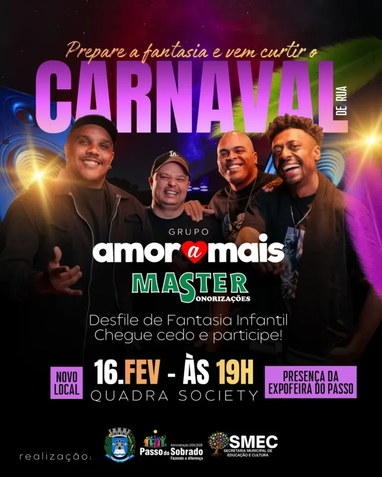 Passo do Sobrado promove noite de Carnaval com música ao vivo e desfile infantil