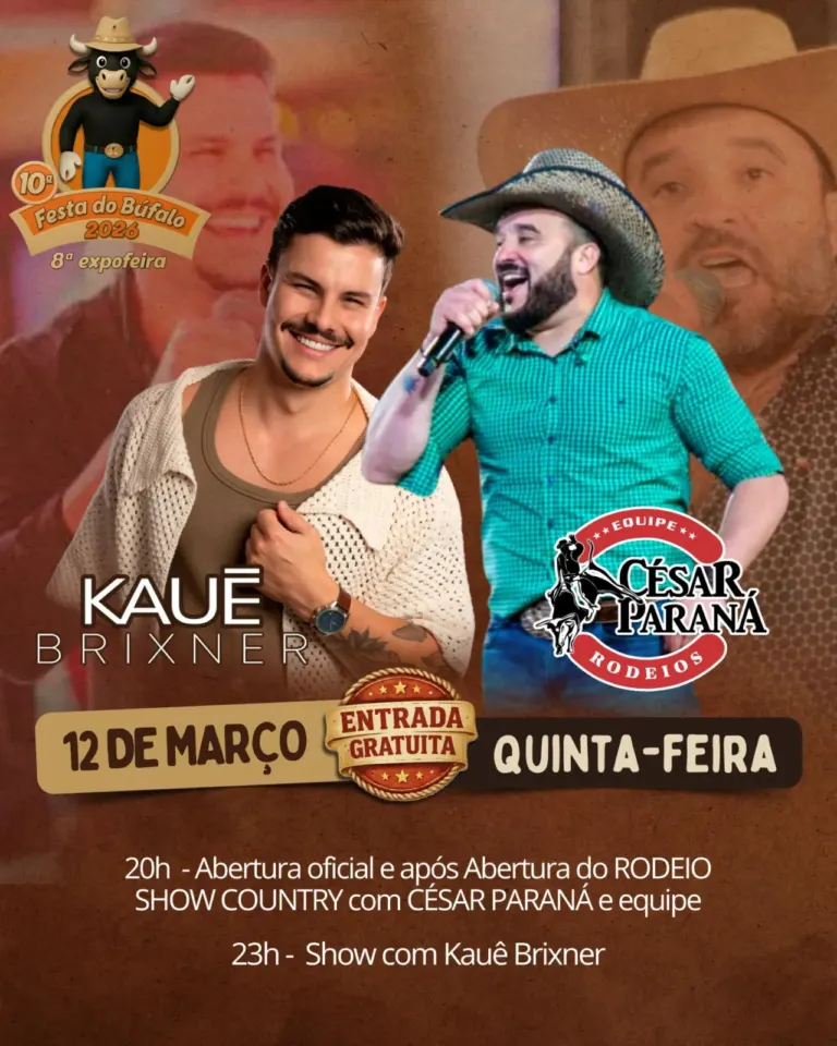 Primeiro dia da Festa do Búfalo terá entrada franca, abertura oficial, rodeio e show nacional