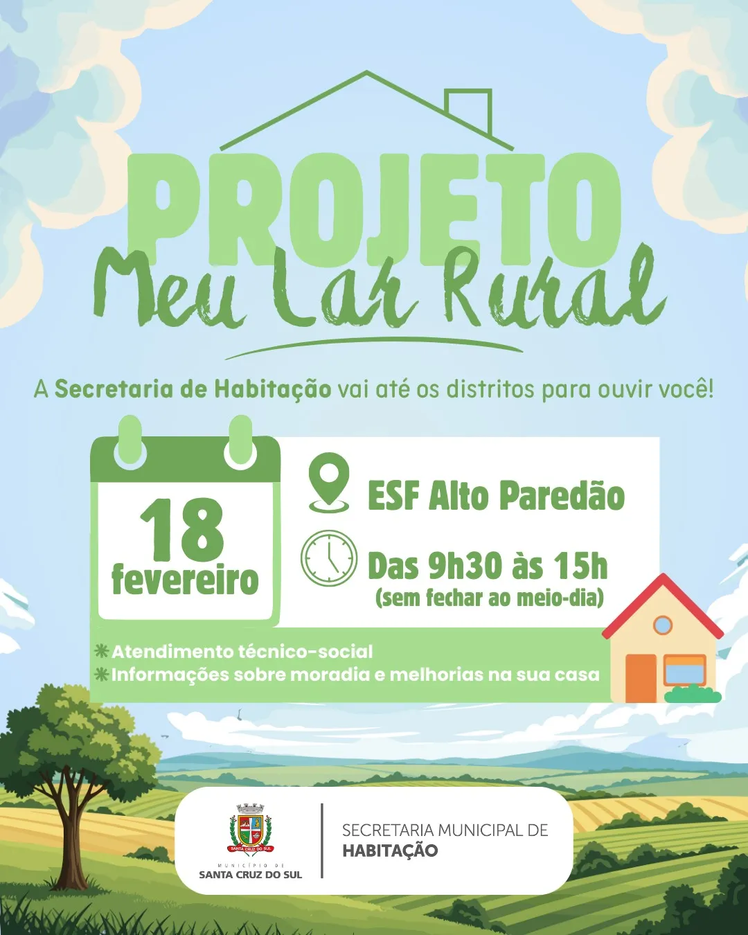 Prefeitura lança Projeto Meu Lar Rural para levar atendimento habitacional aos distritos