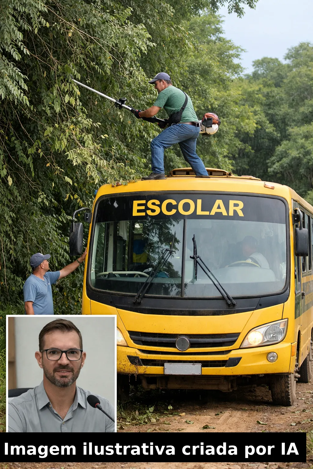 Motorista de transporte escolar é elogiado por iniciativa em estrada do interior