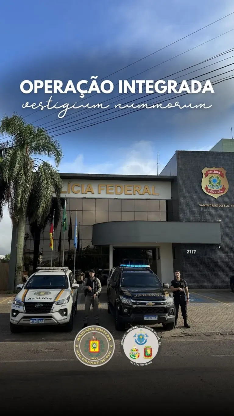 Polícia Federal e Brigada Militar realizam operação contra tráfico de drogas e lavagem de dinheiro em Santa Cruz do Sul