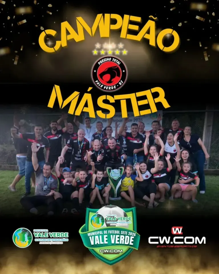 Pressão Total conquista o título da categoria Máster no Municipal de Futebol Sete de Vale Verde 2026