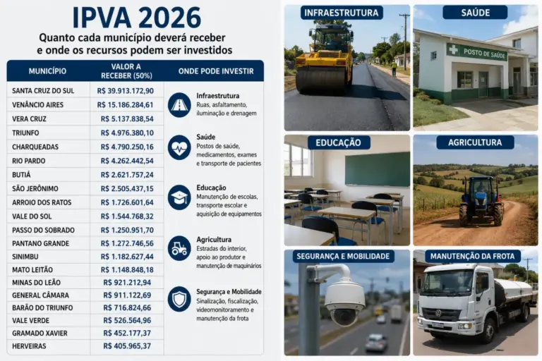 Quanto cada município deverá receber e onde os recursos podem ser investidos