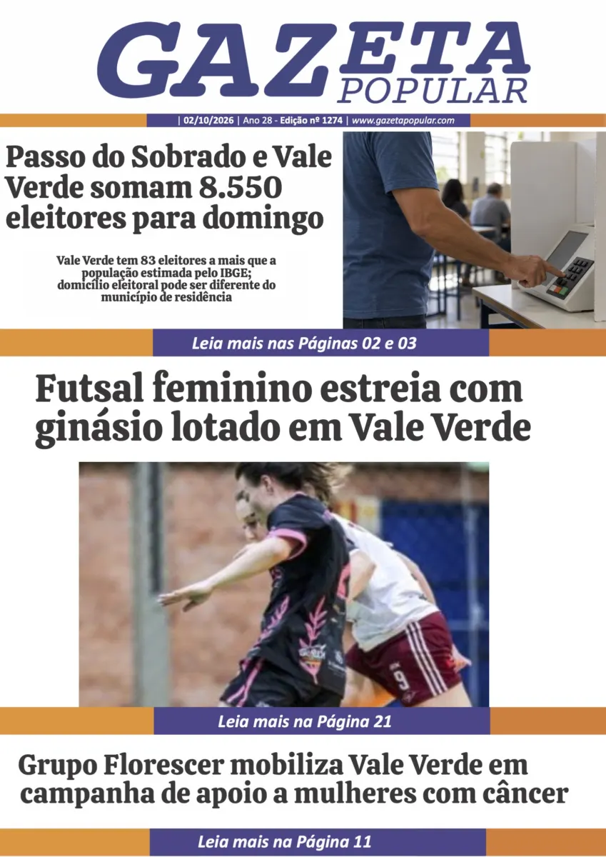 Capa de Gazeta Popular — Edição 1274 — 02 de outubro de 2026