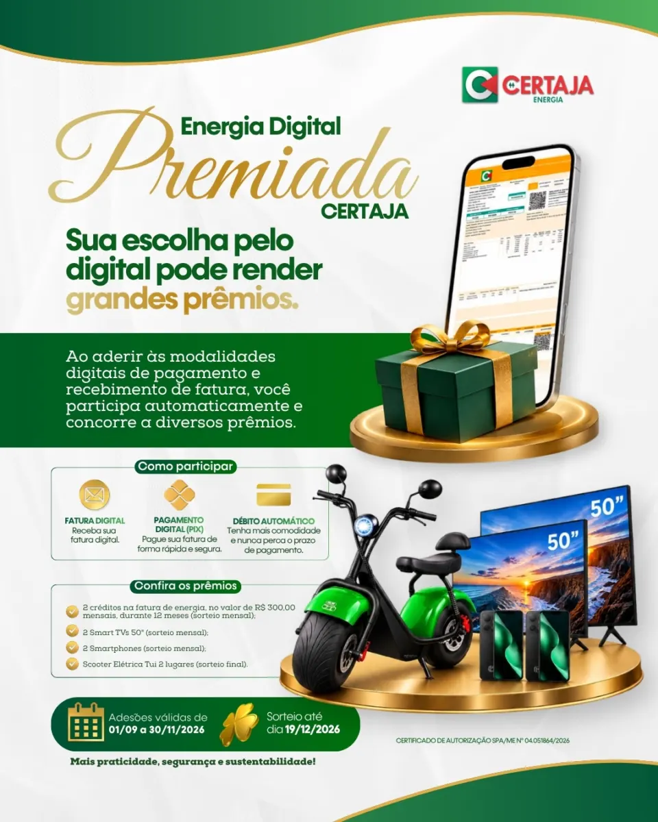CERTAJA Energia realiza a promoção Energia Digital Premiada