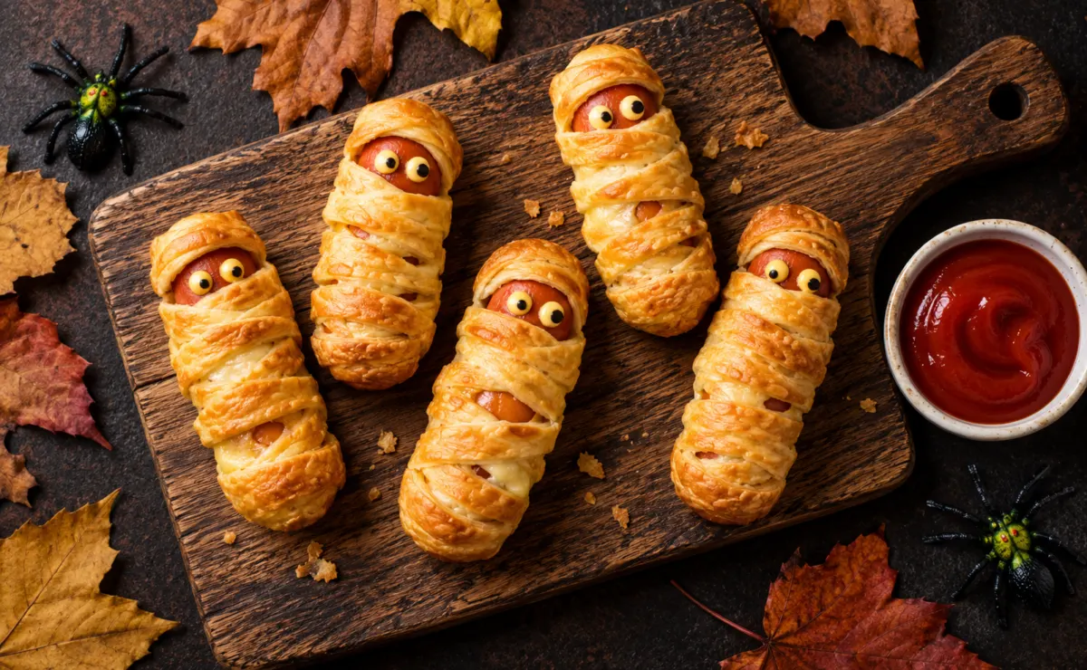 Múmias de salsicha para um Halloween divertido