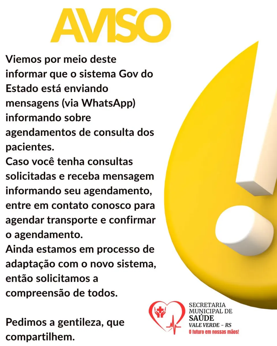 Saúde de Vale Verde orienta pacientes sobre avisos de consultas pelo WhatsApp